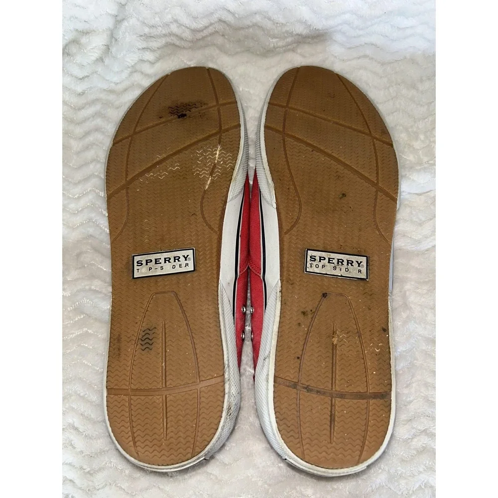 Sperry Top-Sider Shoes Mens Size 11.5 Red Canvas Low Top Casual Boat Sneakers